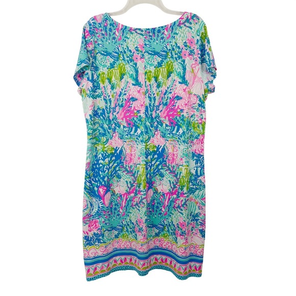 Lilly Pulitzer Sophilettta Dress Size XL Fished My Wish Pink Blue Green Shift - Picture 3 of 13